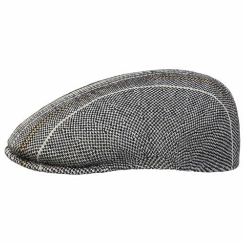 Kangol Birds Eye Stripe Flatcap Schirmmütze Schiebermütze Herren - mit Schirm Winter Herbst-Winter - S (54-55 cm) cremeweiß