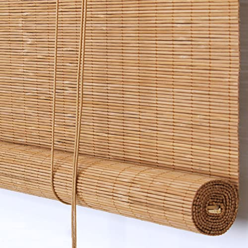 Bambus Rollo Natur Retro Raffrollo Bambusrollo Lichtfilter-Rollo für Fenster Türen Sichtschutz Wetterfest Holz Rollläden Sonnenschutz für Terrasse Garten Balkon,Mit Beschlägen (120*200cm)