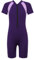 TiaoBug Mädchen Jungen Sport Badeanzug Schwimmanzug mit Reisverschluss Einteiler aus Kurzarm Bade Hemd Shirt und Kurze Hose Violett 158-164
