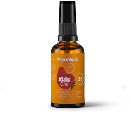 MikroVeda ORAL KIDS 50ml Bio Mikrobiotisches Mundspray, mit Mikroorganismen fermentiert + Erdbeeraroma, 100% Vegan