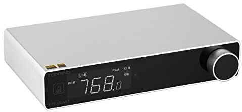 Topping E70 Velvet AK4499EX DAC Audio-Decoder - Bluetooth 5.1 LDAC Hi-Res XU316 32Bit/768kHz DSD512 BT/USB/Coax/Opt Eingänge RCA/XLR HiFi Stereo Digital-Analog-Wandler Silber