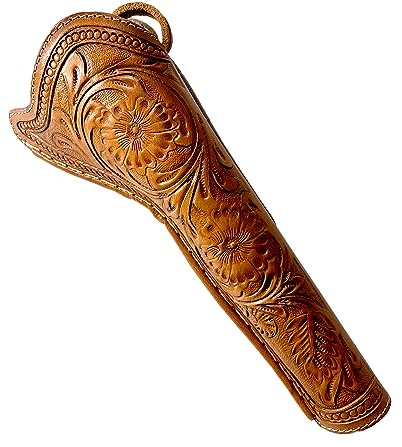 warreplica Western-Pistolenholster aus Leder, passend für Colt Uberti Pietta Traditions Black Powder Modell 1851 1861 Navy 1860 Old Army (Zweifarbige braune Blume rechts)