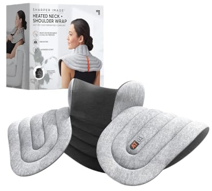 SHARPER IMAGE - Wrap Epaules Et Cou - Lesté - Douleurs Musculaires - Coussin Chauffant Cervicales - Chaud Et Froid - Massage Et Relaxation - Cadeau Femme - Cadeau Homme