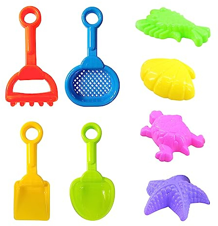 8 Pieces Kids Beach Toys, Sand Pit Toys, Sand Mesh Sieve, Ocean Die, Sea Animals Sand Mold, Play Sand Craftsman Tools, Shovel Beach Set For Toddler Boys Girls