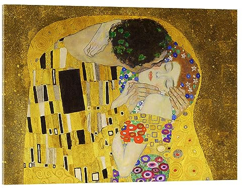 Posterlounge Der Kuss (Detail) III Acrylglasbild | 40 x 30 cm von Gustav Klimt Gelb Wandbilder Wanddeko