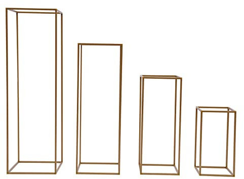 CHALIGHT 4PC Flower Stand for Wedding Metal Cylinder Stands for Party Rectangular Gold Centerpieces Flower Vase Gold Columns for Weddings Flower Plant Stand Decoration 15.74/23.62/31.49/39.37