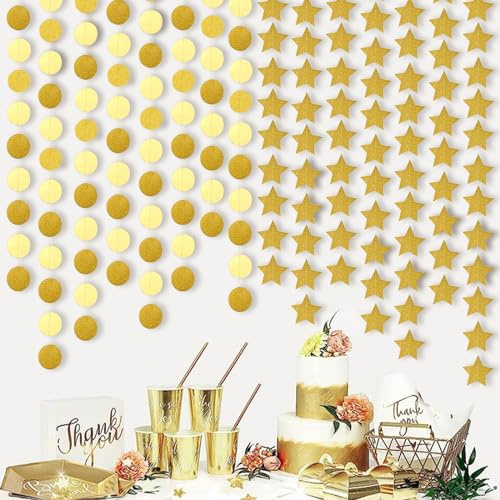 NINGYER 8 Stück Reflective Hängend Papiergirlande, Sternförmig Rund, Gold