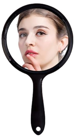 JTKREW 1 stück Handspiegel, schwarzer Handspiegel mit Griff-Handspiegel, schwarzer Handspiegel mit Griff