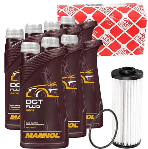 Febi Hydraulikfilter+Mannol Dct Fluid | 107342, (HX190D)+7x1L MN8202 Dct Fluid Febi+Mannol passend für 6/7 Gang Doppelkupplungsgetriebe DQ400 DQ381 DQ500