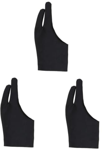 DIYEAH 3stücke Künstlerhandschuhe Für Grafiktablett Atmungsaktive Schwarze Finger-handschuhe Für Zeichnen Skizzieren Und Digitales Malen Tablets