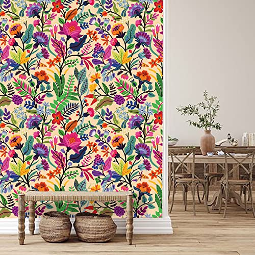 neukids 2 Bände 500x40cm Tapete Selbstklebend Vintage Blumen, Selbstklebende Folie Blumentapete Decoupage Papier Für Möbel,Für Wohnzimmer Schlafzimmer Küche Wand wandschutzfolie selbstklebend