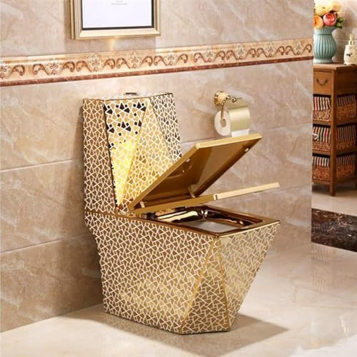 Toliet Dorado, Inodoros for Baños, Inodoro Súper De Una Pieza, Inodoro De Doble Descarga, Inodoro Compacto Con Asiento Confort, Moderno Alargado(400mm)