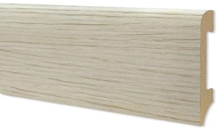 LED MALL HOME Battiscopa in duropolimero Effetto Legno Rovere Sbiancato - Zoccolo da Cucina 2000x75x14 mm - Battiscopa Resistente agli Urti (2 Pezzi da 1000x75x14 mm)