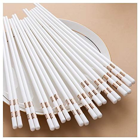 10 pares palillos de porcelana de huesos, palitos japoneses reutilizados de chinos coreanos, no deslizán C