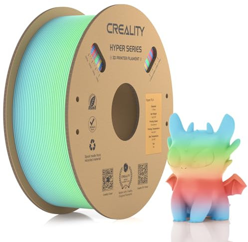 Creality Official Hyper PLA Filament Rainbow 1.75mm, 600mm/s High-speed 3D Printer Filament, Resistant and Smooth, Dimensional Accuracy +/-0.03mm,1KG (2.2lbs)/Spool (Wild Blossom-Long Gradient)