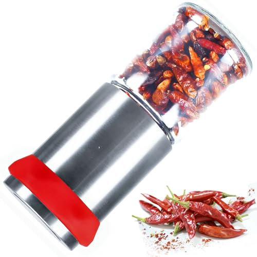 QIANCSJ molinillo de chile, Chili – Molinillo de especias de acero inoxidable, cortador de chile para especias gruesas y chile, también como molinillo de especias