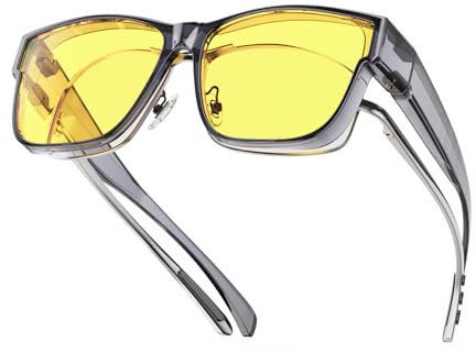 Goiteia Nachtfahrbrille über Korrekturbrille für Männer, Scheinwerfer-Brille für das Fahren in der Nacht Blendschutz