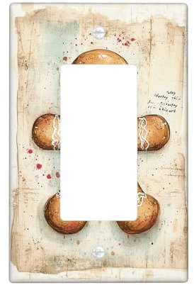 Gingerbread Man - Placa de cubierta para interruptor de luz, lindas galletas marrones para Navidad, decoración del hogar de vacaciones para cocina, baño, balancín individual de tamaño estándar