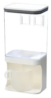 VONCYKI 1l/1.5l Cereal Dispenser Wall Mounted Plastic Divided Rice Container Insect Proof Moisture Proof Rice Storage Kitchen Organizer(1500ml)