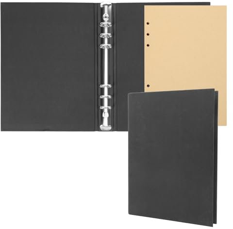 Skycase A5 Ringbuch Nachfüllbar - Schwarz mit Braunem Nachfüllpapier, Planer & Notizbuch mit 6 Ringen, Organizer für Schule, Büro, Studium, Hochwertig & Langlebig
