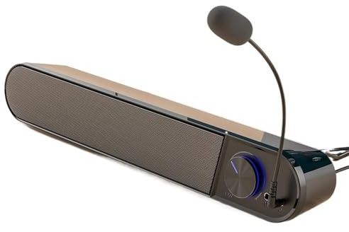 JQVDE Altoparlante for Computer con Microfono, soundbar da Tavolo, subwoofer, USB, AUX, soundbar cablata, Adatta for MacBook, Laptop, Notebook, PC, Altoparlante(Without Mic)