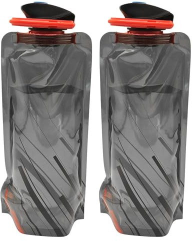 Partyzeit Festival Wasserflasche, 2 Stück Schwarz Wiederverwendbare Wasser-Flaschen, Flexible Zusammenklappbare Trinkflasche Trinkrucksäcke für Wandern Abenteuer Reisen,700ml