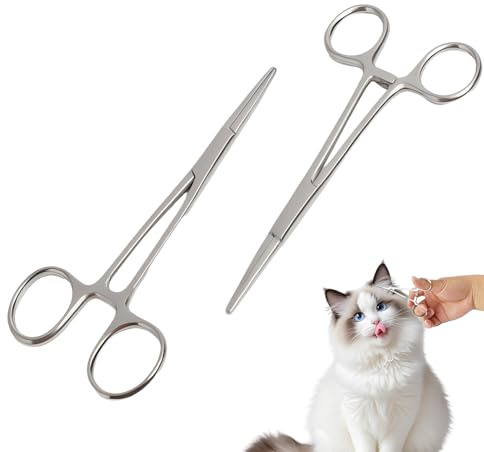 2 Pezzi 14CM Pinze per Piercing, Pinzette Professionali Acciaio Inossidabile per la Pesca, Pinze per Animali Domestici, Pinza per Gioielli, Pesca, Pulizia dell'Orecchio di Animali Domestici