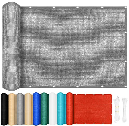 Sonnensegel Rechteckig 60 x 140 cm, 98% UV Schutz Reißfest Atmungsaktiv Sonnenschutz Sonnensegel Viereckig Segeltuch, für Terrasse, Garten, Balkon, Hellgrau