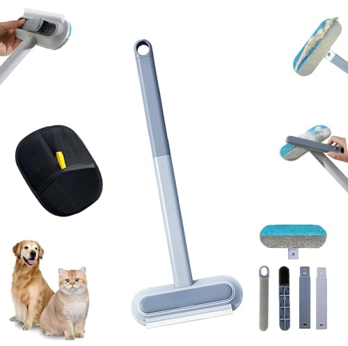 Tierhaarentferner mit Multifunktion Langen Griff, 3 In 1 Pet Hair Remover, Hundehaare Entfernen, Kleiderbürste Tierhaare, Katzenhaarentferner Hundehaarentferner Bürste Fusselbürste (langen)