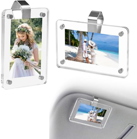 2 PCS Portafotos Transparente para Coche, Marco Magnético Acrílico, Marco Foto Nevera Magnético de Acrílico Transparente Doble Cara, Portafotos para Coche para Mujeres, Hombres, Familia, Cumpleaños