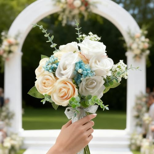 Longzhuo Kunstblumen 22 Stück, künstliche Blumen wie Echt Seidenblumen, Deko Blumen Künstlich für Innen - und Außenbereich für Zuhause, Büro, Küche, Hochzeit, Garten, Festival Dekor