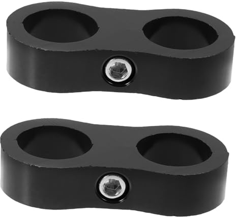 BESTYASH 2pcs Double Hole Hose Separator Clamp Aluminum Alloy Fuel Line Mounting Clamps Black An10 for Car Brake and Oil Lines