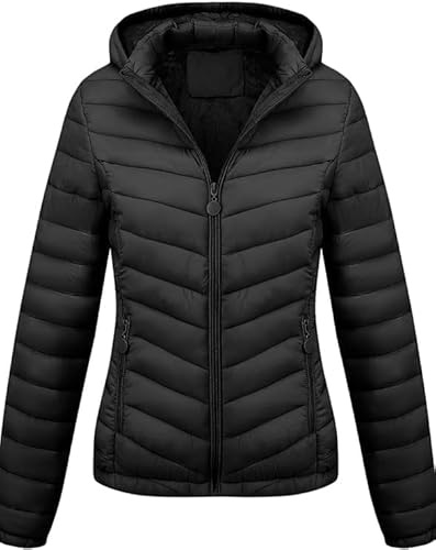 Geschallino Giacca da donna leggera trapuntata oversize, cappotto imbottito da donna, modello a palloncino per autunno e inverno B-22205ALP-PLUS Nero 5X