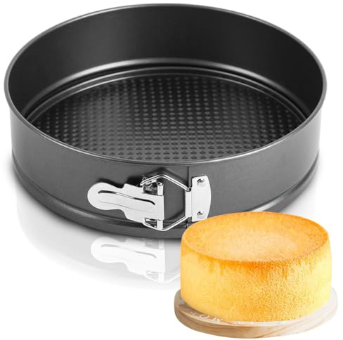 Penbinmall Springform, rund, Ø 22 cm, kakform, bakform med non-stick-beläggning, kakform med platt botten, små kakformar med platt botten för bakning, kolstål, svart