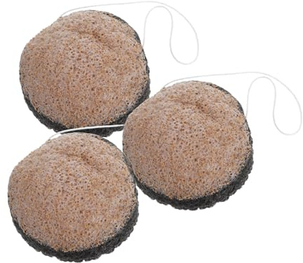 Ipetboom 3piezas Esponjas de Exfoliantes Faciales Almohadillas de Limpieza de Esponja Cáscaras de Nuez Bambú para Desmaquillar el Rostro para Limpieza de Baño y Spa para Mujeres y Hombres