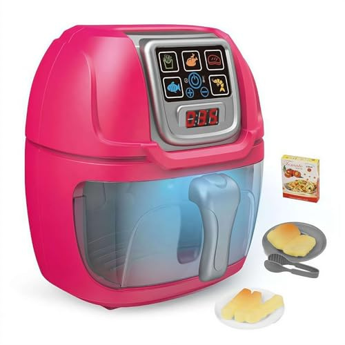 Simulated Air Fryer Pretend Play Toy, Play Kitchen Accessories, Simulated Air Fryer Role-playing Toy for Toddler 3-5 5-7 (Red)