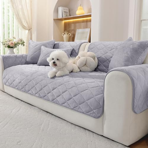 Ystyle Flanellsofa Überzug, Rutschfester Sofabezug, Weicher und Komfortabler Couchüberzug, Geeignet für 1/2/3/4-Sitzer Sofas und Sofas mit Chaise-Longue-Bereich (Hellgrau, 70x180cm)