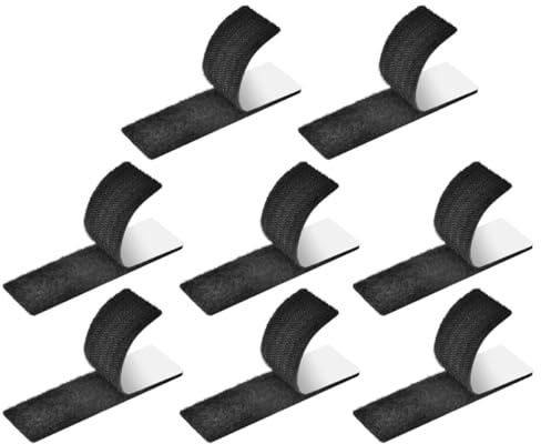 ORFOFE Autocollant pour Tissu, Rubans Adhésifs Ménagers 8pcs, Fixation Antidérapante pour Tapis et Moquettes, Nylon Polyester, Noir