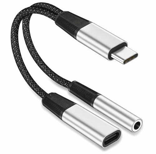 Adaptateur USB C vers Jack et USB C avec Charge Rapide PD 60 W, USB vers AUX Adattatore, USB Jack Compatible avec iPhone 17 Pro Max, pour Samsung Galaxy S25/S24/S21 Ultra, Huawei, Xiaomi, Pixel