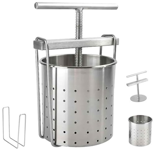 Pressa per vino e frutta, spremiagrumi in acciaio inox con cestello, utensile da cucina multiuso per spremere e disidratare, pressa per riempimento di gnocchi durevoli per sidro commerciale