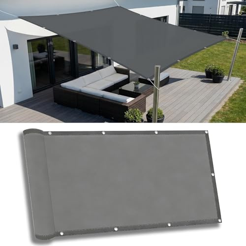 Tende da Sole per Esterno 4X8M Vela Ombreggiante Impermeabile Rettangolare Telo Ombreggiante occhiellato per Esterno Protezione Raggi UV Balcone Patio Giardino Esterno terrazza - Grigio scuro