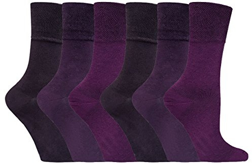 Gentle Grip - 6 pairs diabetic socks woman without elastic band printed 37-42 eur, SOLRD38 Purple, 37-42