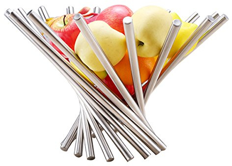 Gino Cestino Pieghevole en Acier Inoxydable pour Fruits Décoratif pour Table de Cuisine