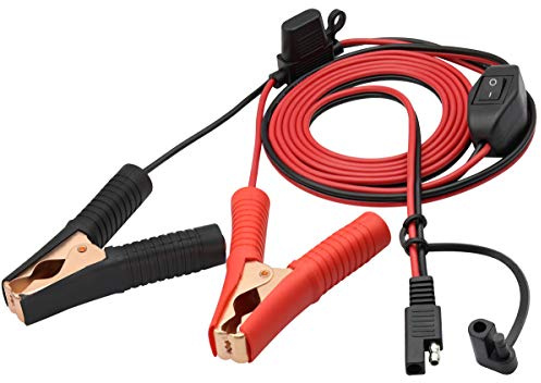 AAOTOKK 16 AWG SAE bis Batterie Alligator Krokodilklemmekabel(2.4m/7.8ft) | 12V schwarz-rotes Verlängerungskabel,mit Schalter und Safe,für Fahrzeuge,Motorräder,Rasenmäher,Traktoren und andere Geräte