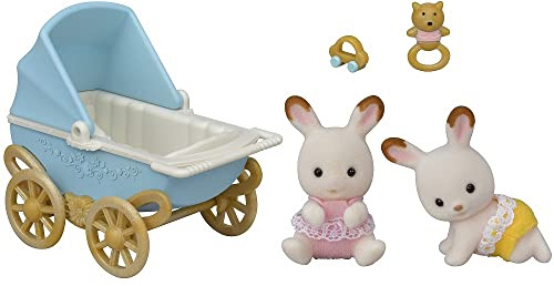 Sylvanian Families 5432 Schokoladenhasen Zwillinge mit Kinderwagen - Puppenhaus Spielset