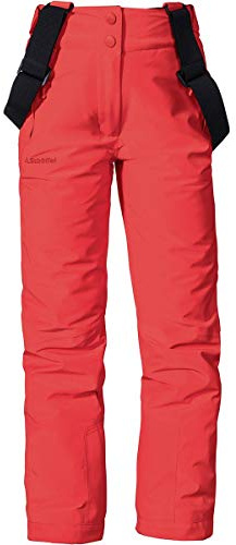 Schöffel Mädchen Ski Pants Biarritz2, längenverstellbare, mitwachsende Kinder Schneehose, wasserdichte Skihose mit Schneefang und Hosenträgern, hibiscus, 128
