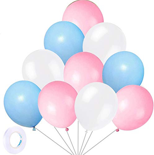 Yiran 30 bunte Luftballons aus Latex,30,5 cm lang,mit 1 Band für Geburtstagsfeiern,Hochzeiten,Jubiläen und Feiern,Partydekorationen Blau/Rosa