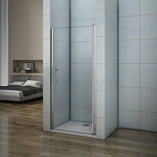 AICA porte de douche pivotante 90x187cm en 6mm verre anticalcaire AICA porte de douche en niche