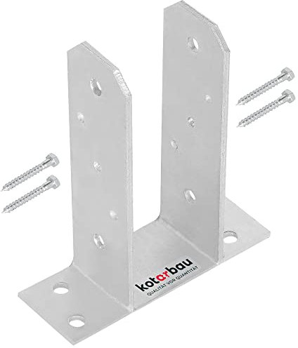 KOTARBAU® Support de Poteau en U 70 mm Support Poteau a Visser - Poteau carré en bois - Plaque de sol - Support Poteau Bois Ancre Galvanisé à Chaud Fixation Poteau Bois