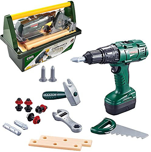 BAKAJI Cassetta Valigetta Porta Attrezzi Giocattolo Bambini con Avvitatore Funzionante a Batteria Set Utensili da Lavoro e Accessori Gioco Educativo Fai da Te Bricolage Portatile